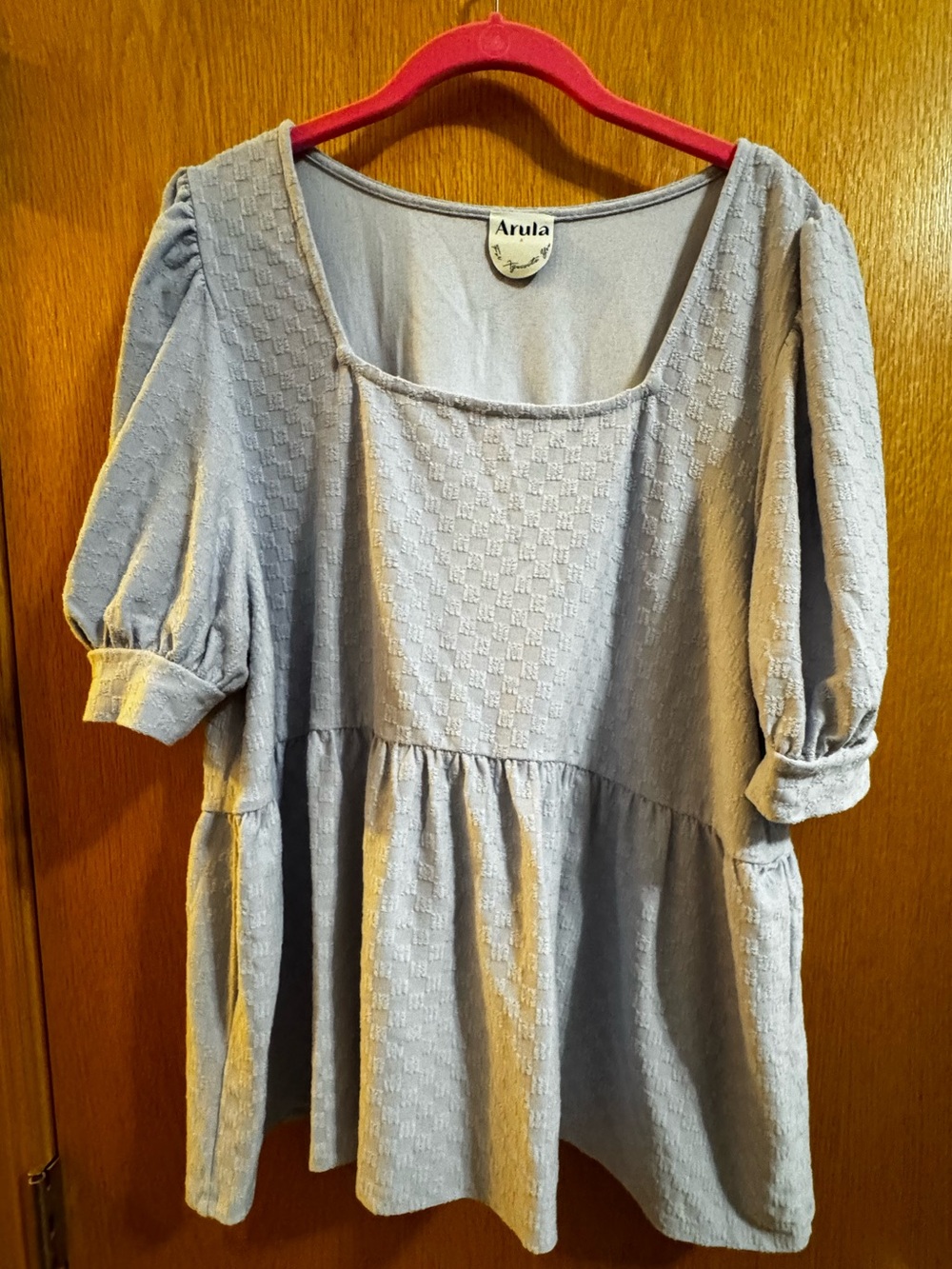 Arula Women's Light blue Puff Sleeve Square Neck Top size A